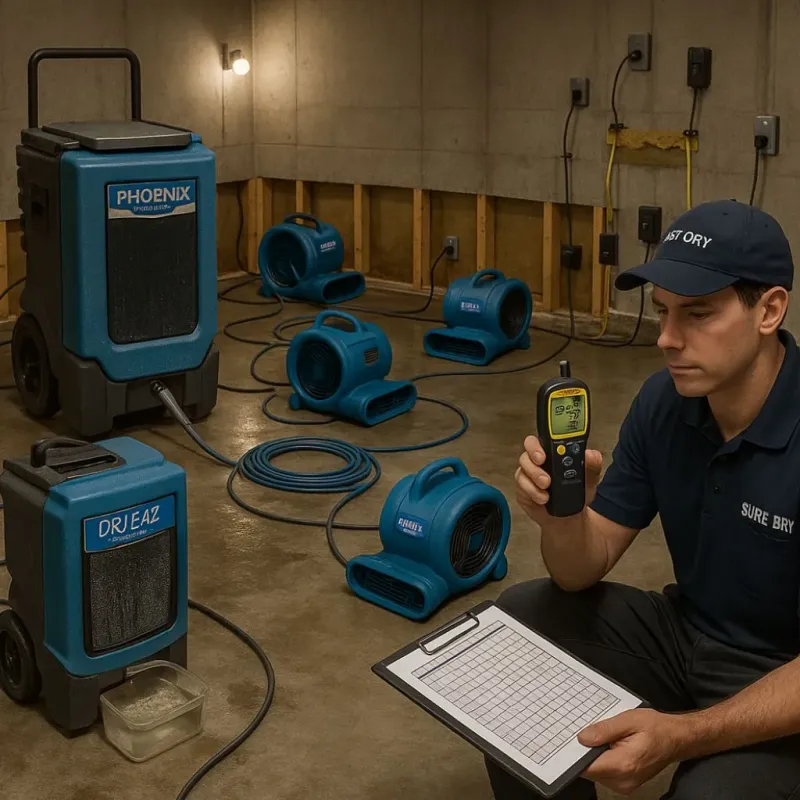 Structural Drying and Dehumidification process in Brisbane, CA
